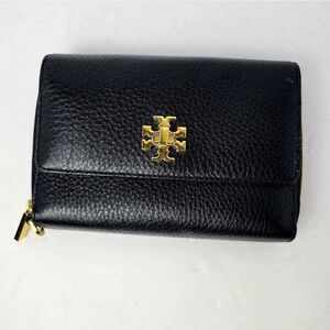 Tory Burch Kira Foldable Wallet Leather Black Large 6.5x4.5